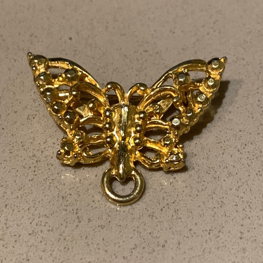 Gold Tone Butterfly Brooch Pin